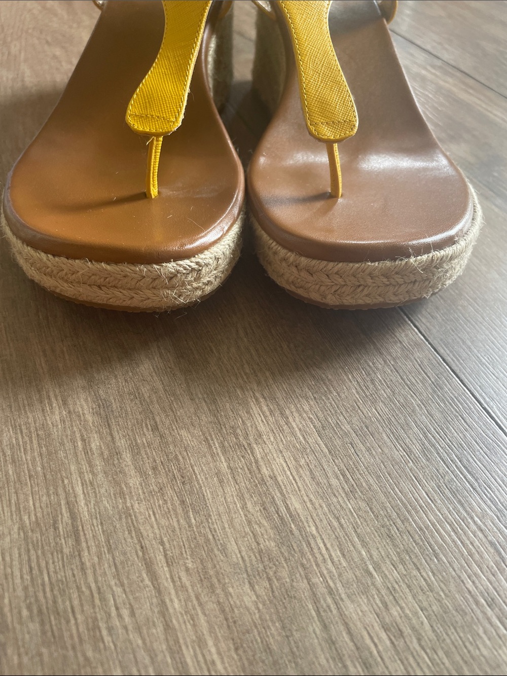 Michael Kors Yellow Leather Espadrille Wedge Sandals - Picture 8 of 9